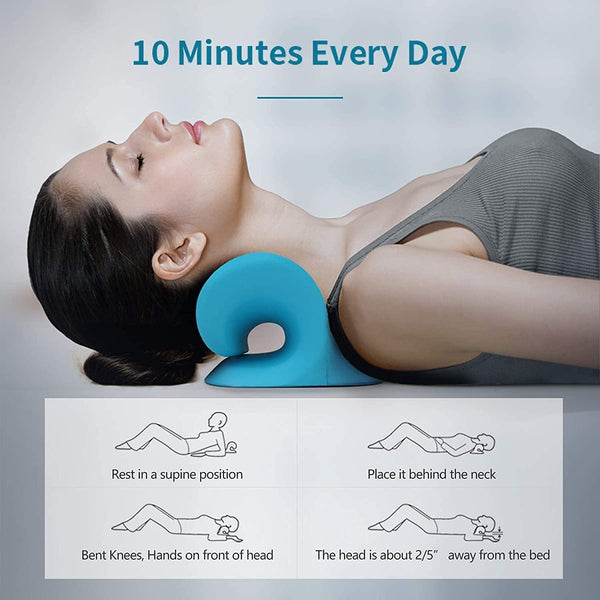 Expertomind Neck Relaxer | Cervical Pillow & Shoulder Support for Pain Relief - Chiropractic Acupressure Massage (Blue)