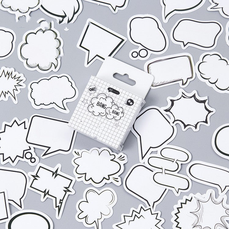 Doodle Delight Cartoon Boxed Stickers - Black and White Bubbles series