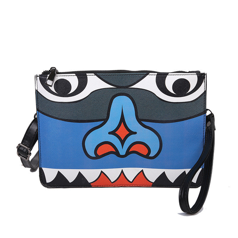 Fashionable PU Oil Painting Printed Shoulder Bag - Graffiti Stitching Envelope Clutch