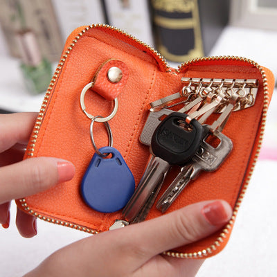 Leather Card Holder and Car Key Case for Men and Women - Split Wallet