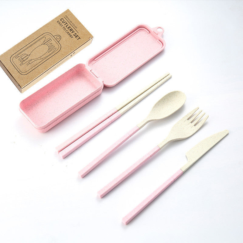 Eco-Friendly Wheat Straw Portable Tableware Set - 8 Colors