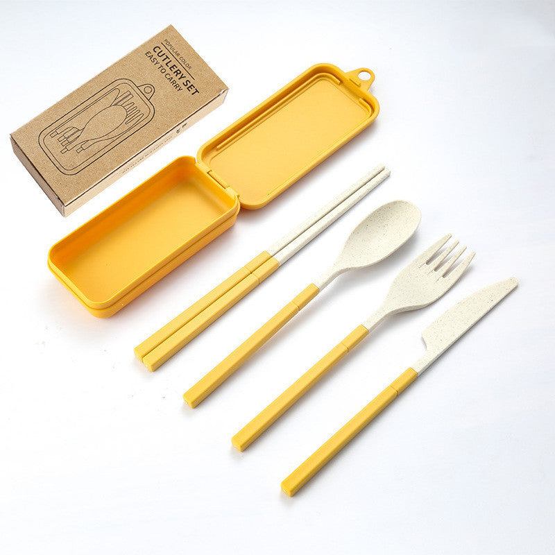 Eco-Friendly Wheat Straw Portable Tableware Set - 8 Colors