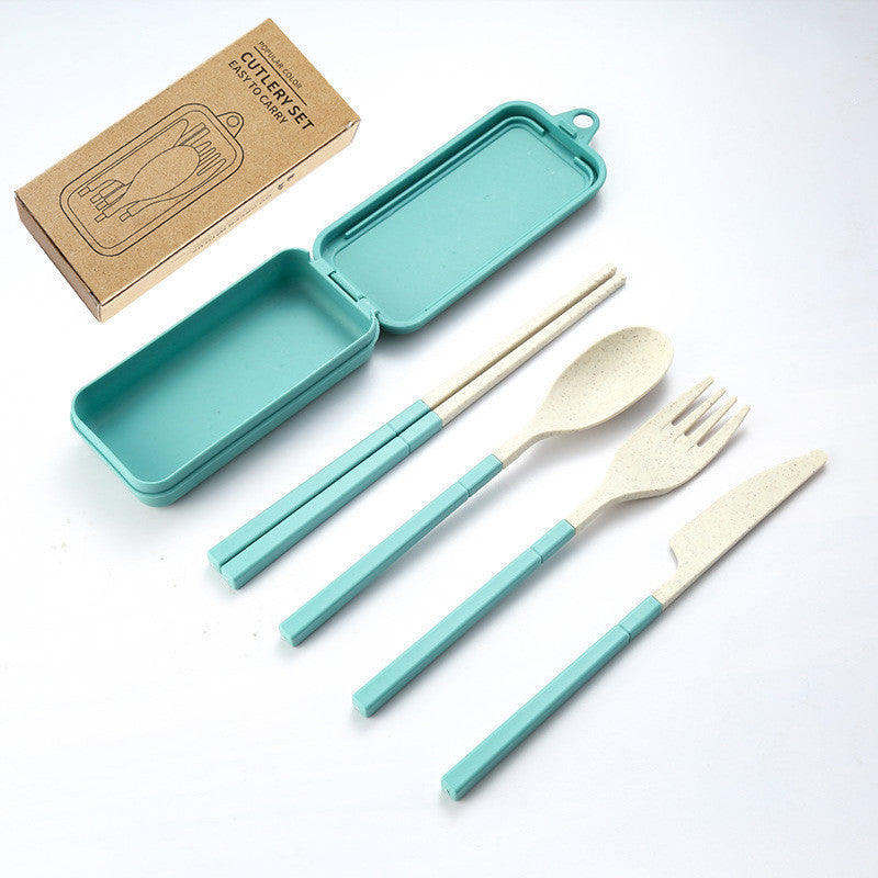 Eco-Friendly Wheat Straw Portable Tableware Set - 8 Colors