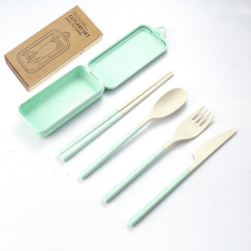 Eco-Friendly Wheat Straw Portable Tableware Set - 8 Colors