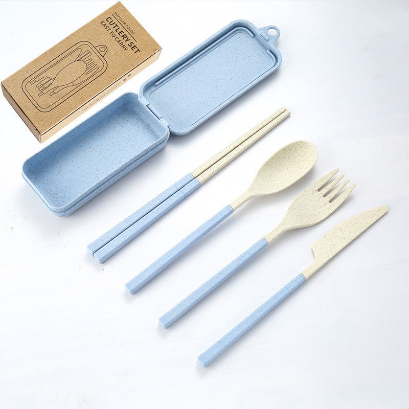 Eco-Friendly Wheat Straw Portable Tableware Set - 8 Colors