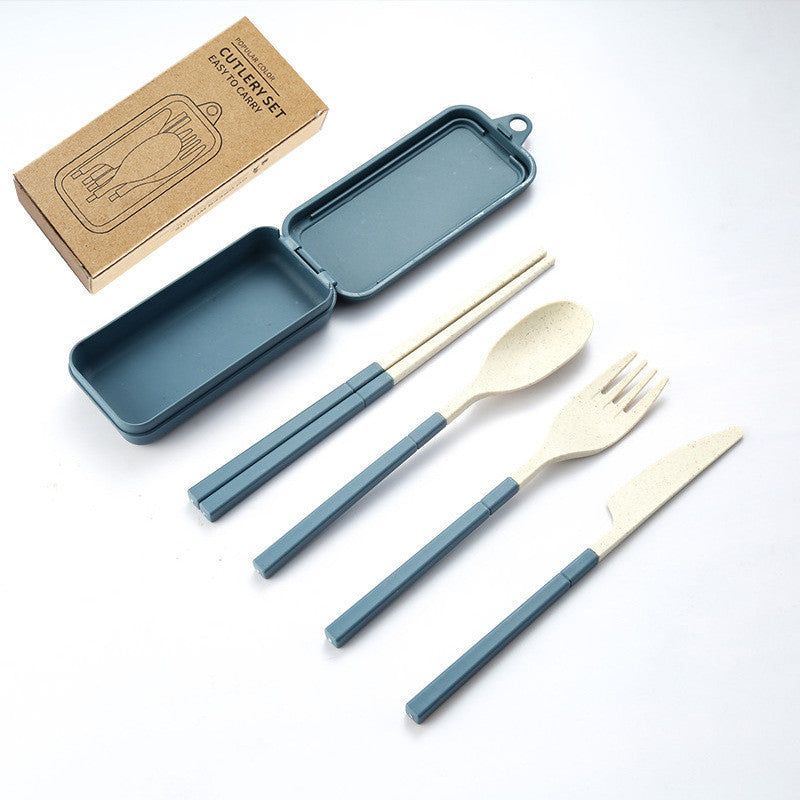 Travel-friendly Wheat Straw Folding Tableware Set