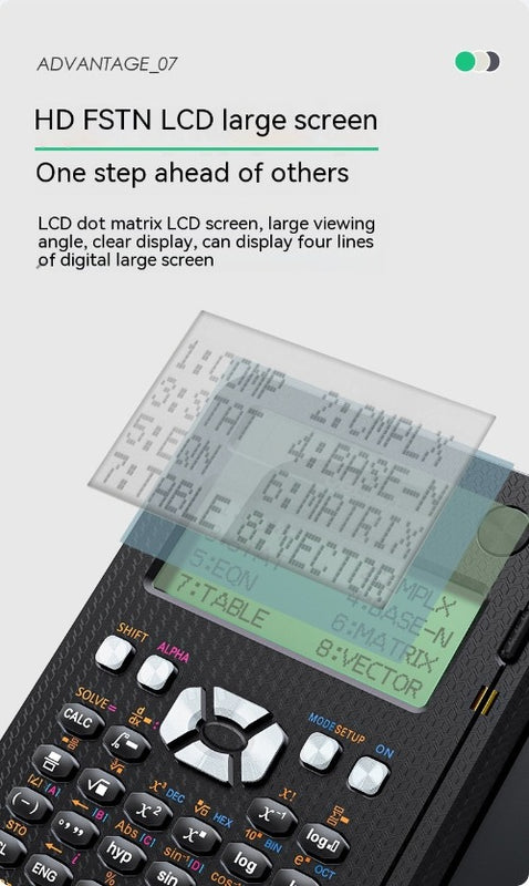 Versatile educational device with scientific calculator and digital handwriting pad unfolded