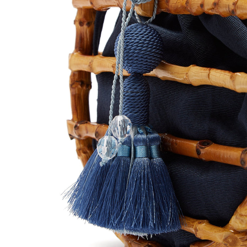 Handmade Tassel Half Moon Bamboo Handbag for Women