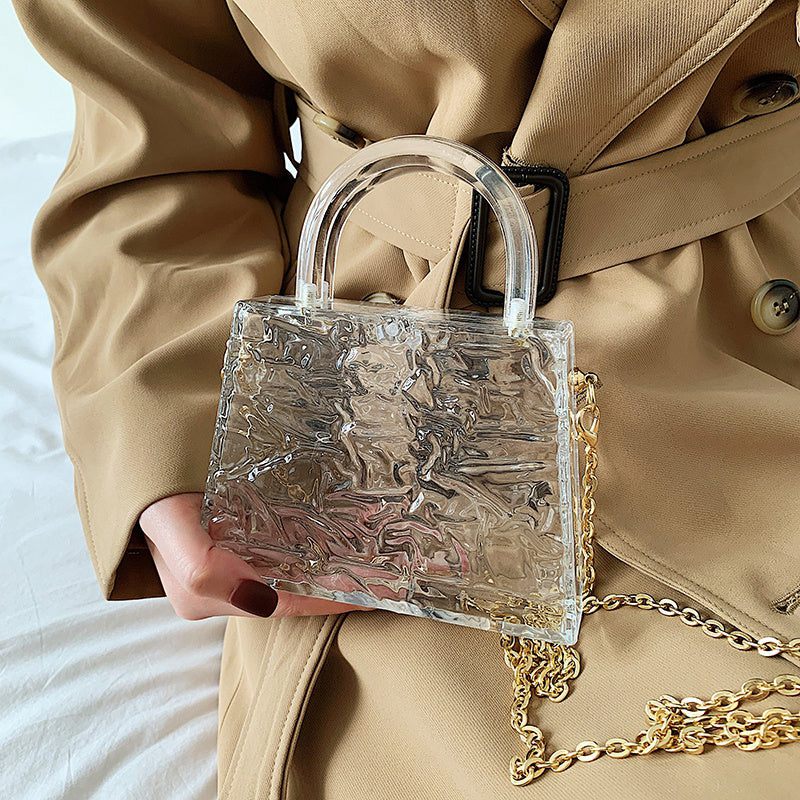 Super Mini Transparent Chain Jelly Bag - Trendy Box-Shaped Handbag