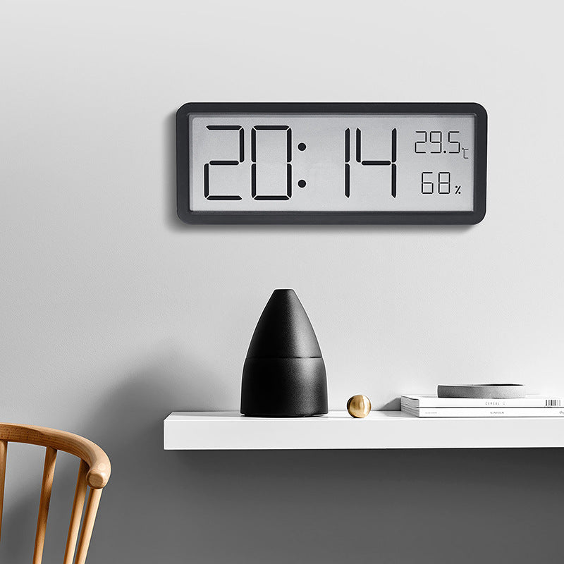 Simple Large Screen Temperature Clock in Black