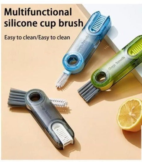 3 in 1 Multifunctional Bottle Gap Cleaner Brush - Cup Crevice Cleaning Tool with Mini Silicone Cup-Holder Cleaner