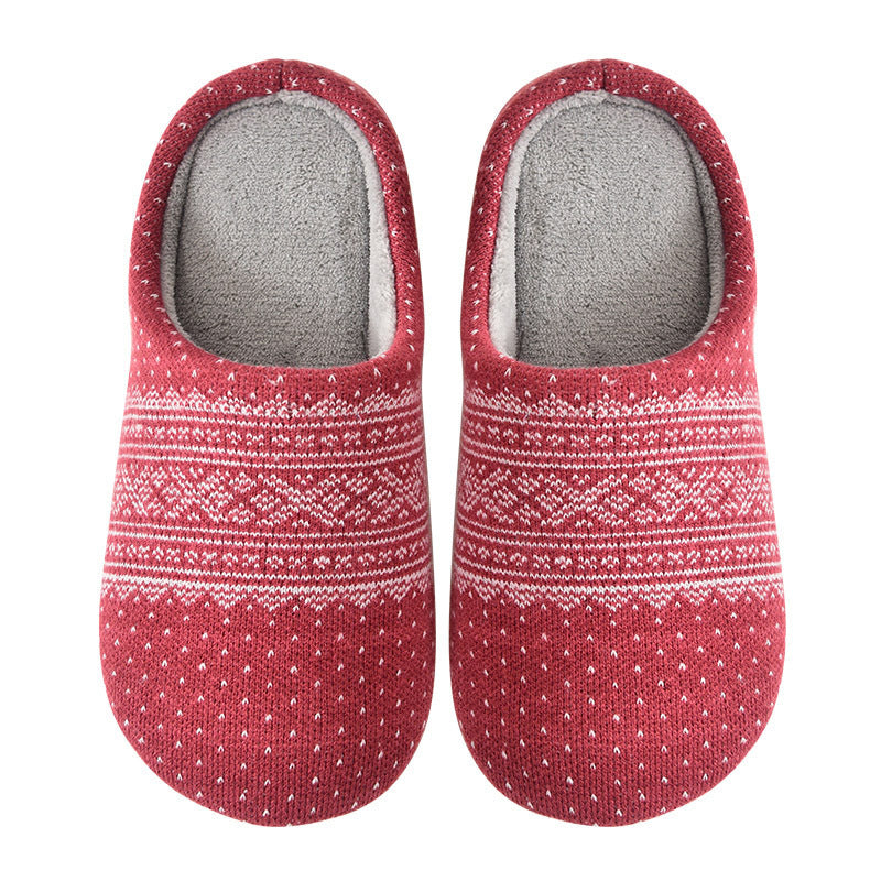 Stylish Jacquard Wool Indoor Footwear in Rose Red color