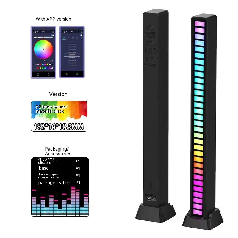 3D Double-Sided Pickup Light - RGB Voice Control Music Rhythm Lamp