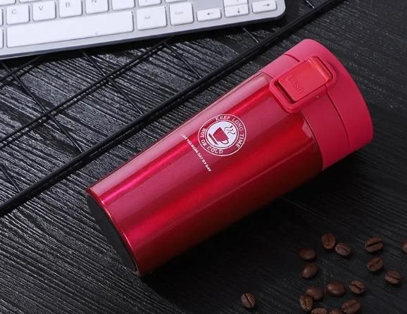 Insulated Mug for Hot & Cold Drinks - Play Run Vacuum Suction Bottom Office Coffee Mug Tumbler, 380ML (Maroon)