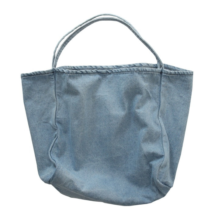 Japanese Washed Denim Canvas Tote Bag - Simple Wild Shoulder Bag