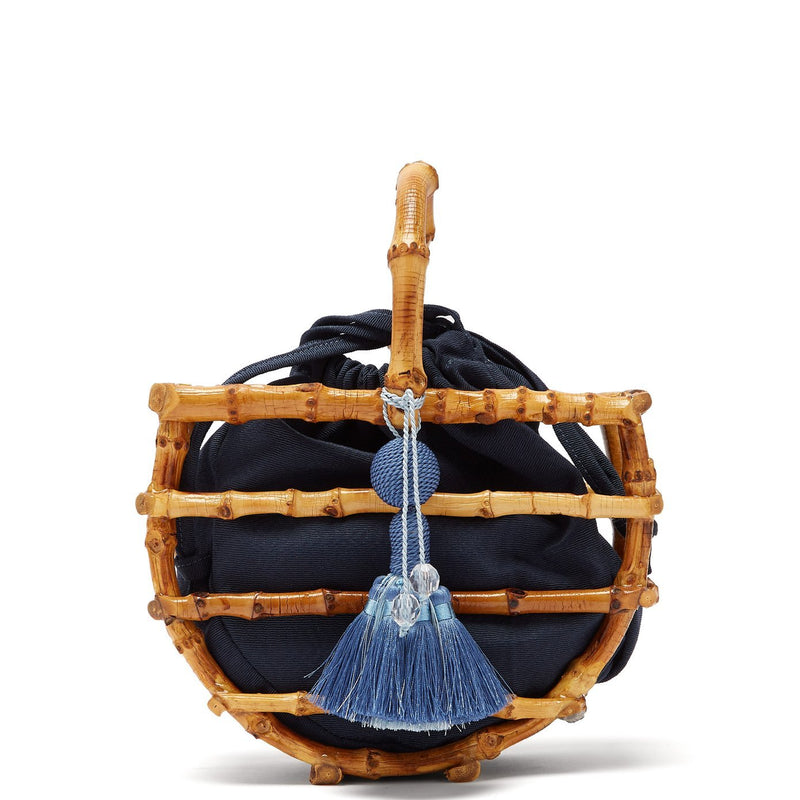 Handmade Tassel Half Moon Bamboo Handbag for Women