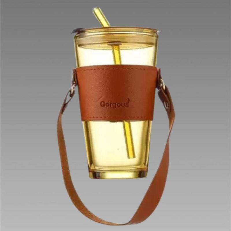 Glass Tumbler with Glass Straw and Lid - Eco-Friendly & Reusable Drinkware