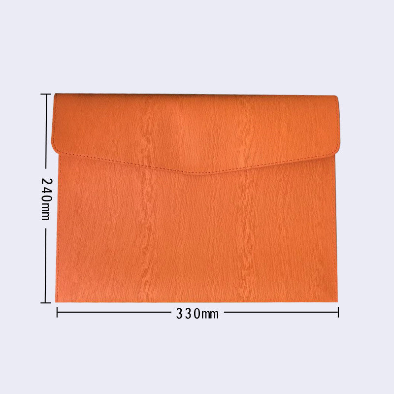 A4 Faux Leather Folder Bag in orange, showcasing ample storage space