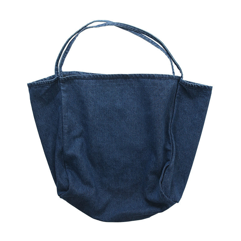 Japanese Washed Denim Canvas Tote Bag - Simple Wild Shoulder Bag