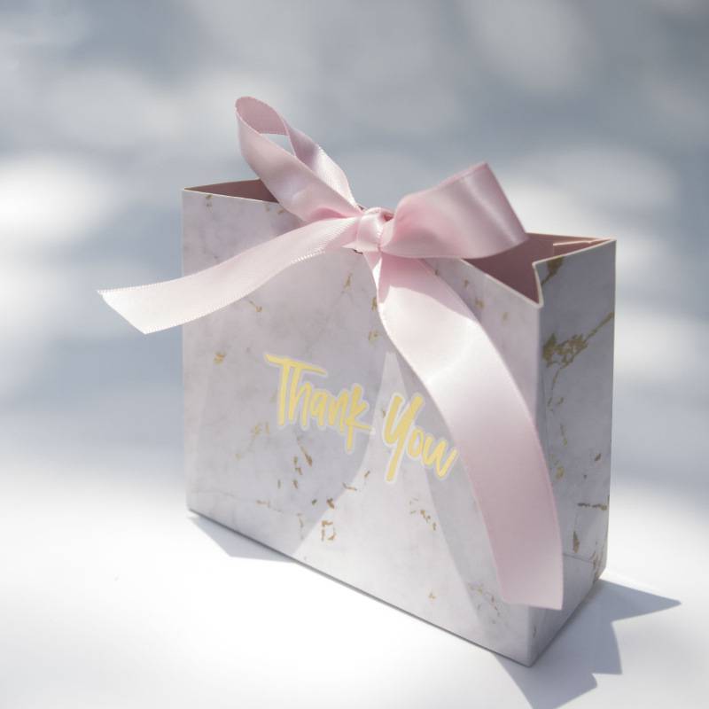 Pink Wedding Favor Box with Marble Design