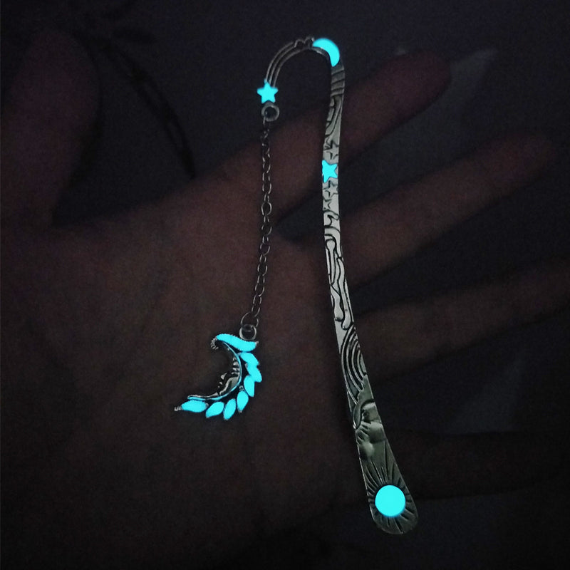 Ancient Silver Celestial Metal Bookmark with Sun, Moon, and Stars