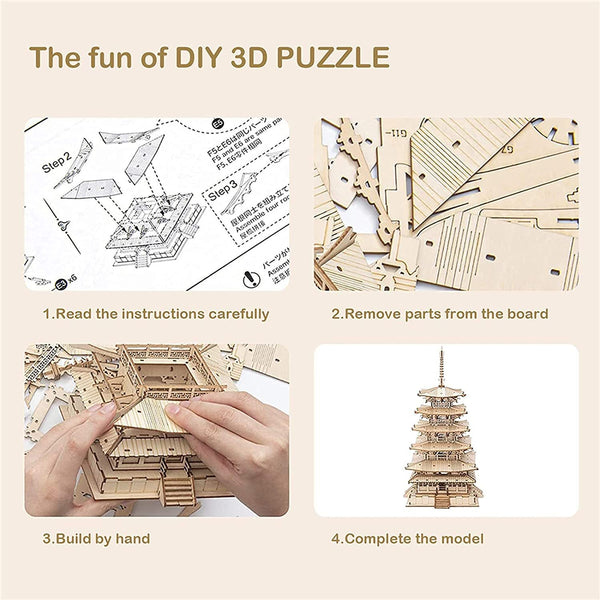 Learning and crafting with Robotime Zen Pagoda 3D wooden puzzle